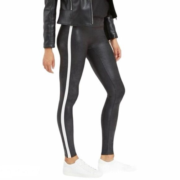 SPANX Faux Leather Leggings for Women Tummy Control with Side Stripe SIZE 3X - Picture 1 of 8